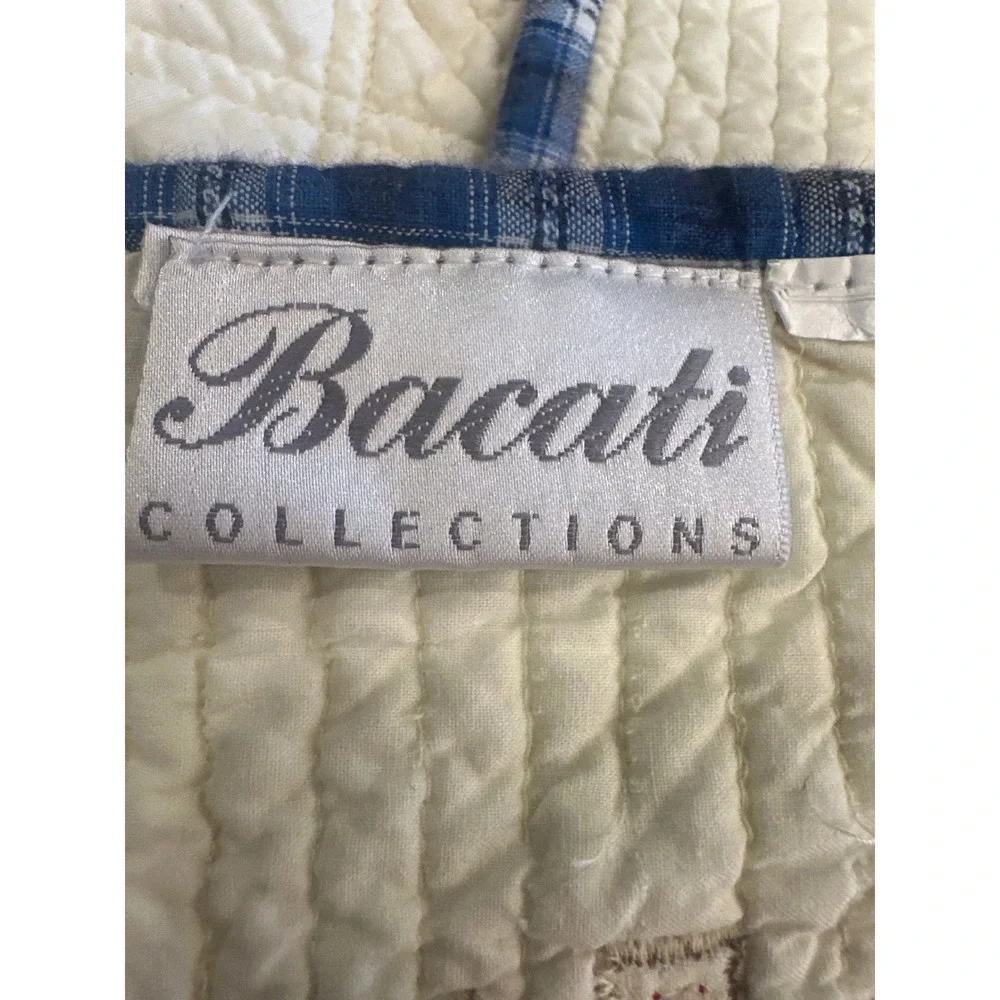 Bacati Collections Transportation Baby Quilt Blue Red Plaid Trains Cars Cream